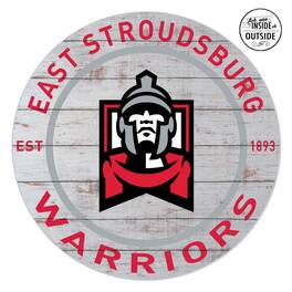 Jardine - East Stroudsburg Warriors 20'' x 20'' Indoor/Outdoor Weathered Circle Sign - White