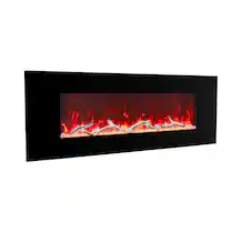 Front. Mondawe - 50"W Wall-Mounted Electric Fireplace with Bluetooth & USB Speakers - Black.