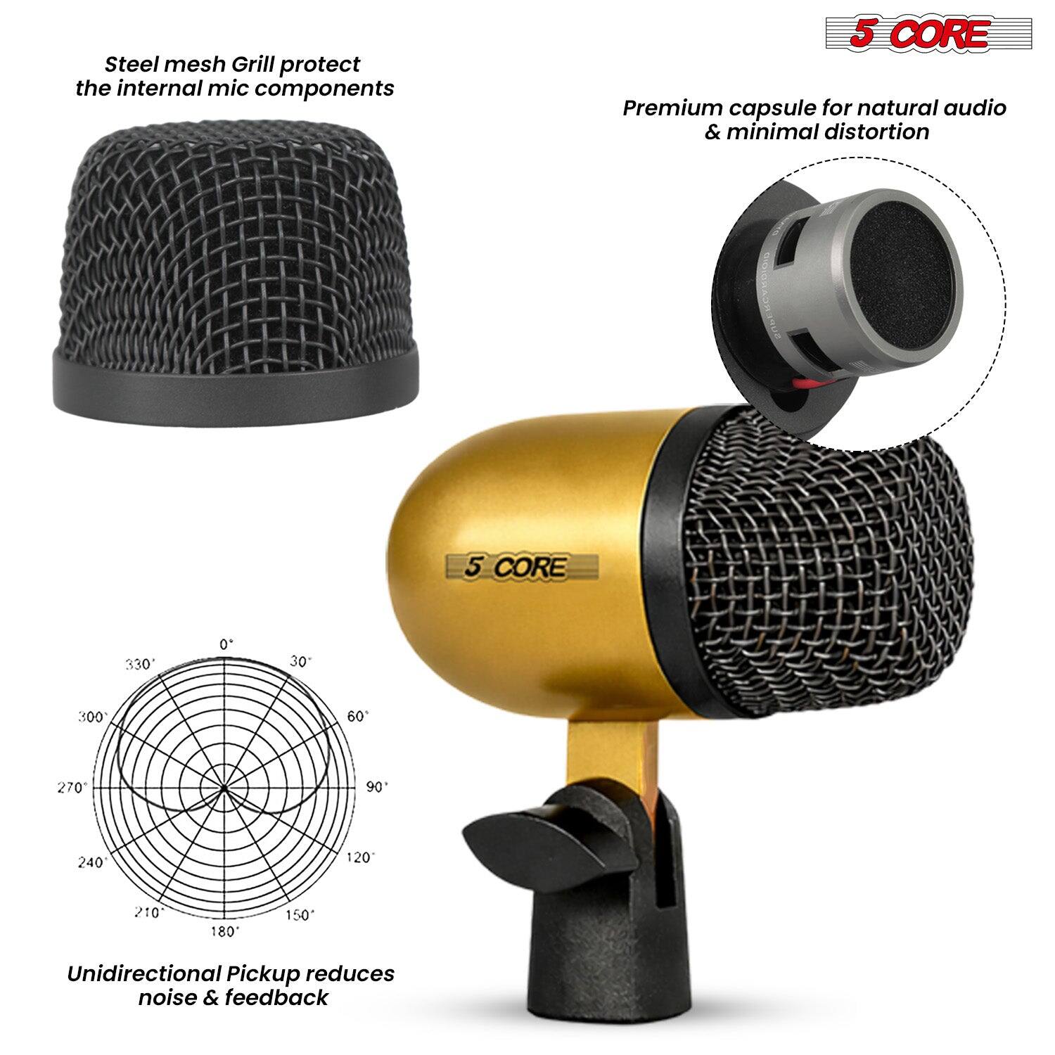 Steel mesh Grill protect the internal mic components

5 CORE Premium capsule for natural audio & minimal distortion

Unidirectional Pickup reduces noise & feedback