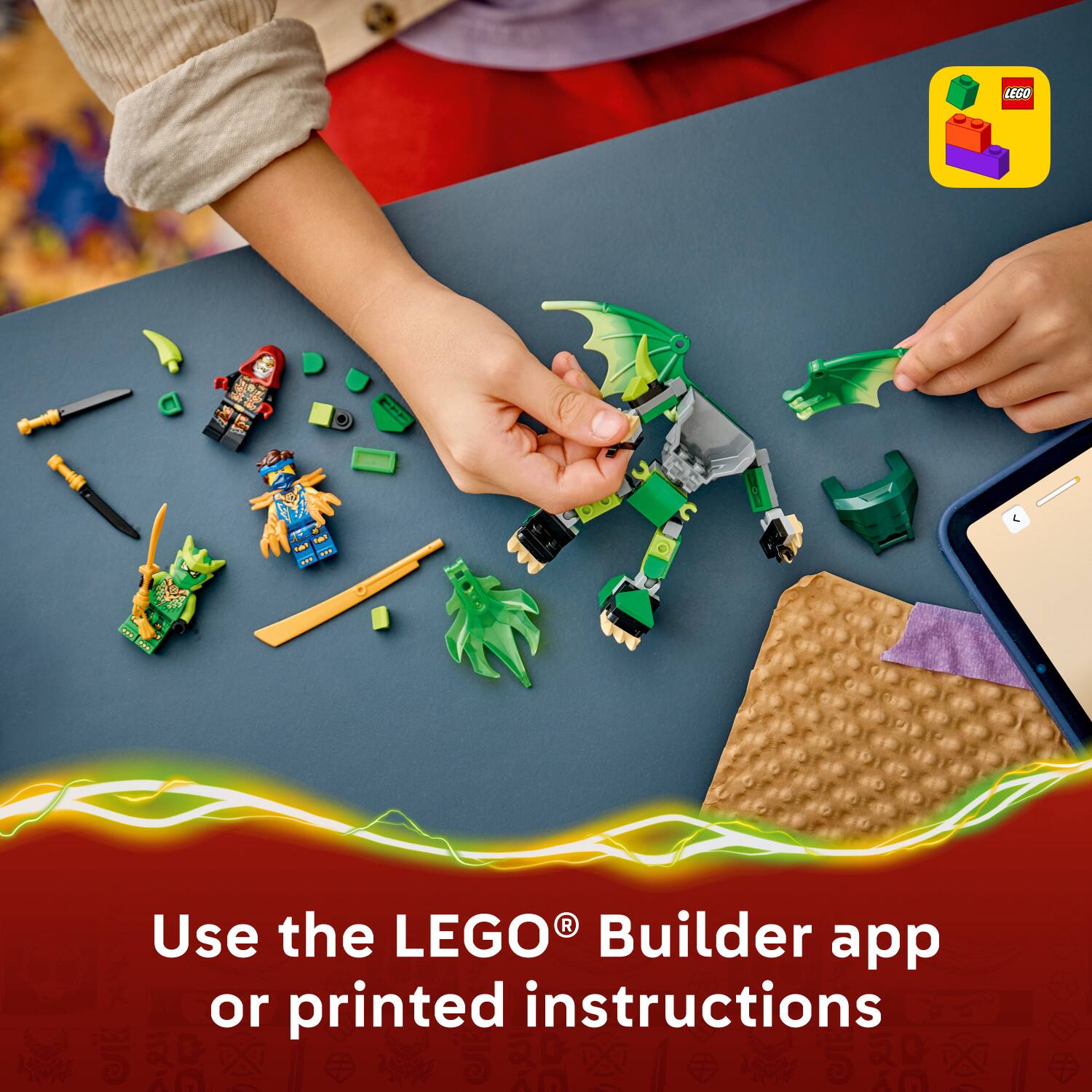 Use the LEGO® Builder app or printed instructions