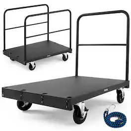 VEVOR - Drywall Cart Dolly, 1800 lbs Load Capacity, 2-in-1 Steel Panel Truck Cart with 5 inch Swivel Casters - Black