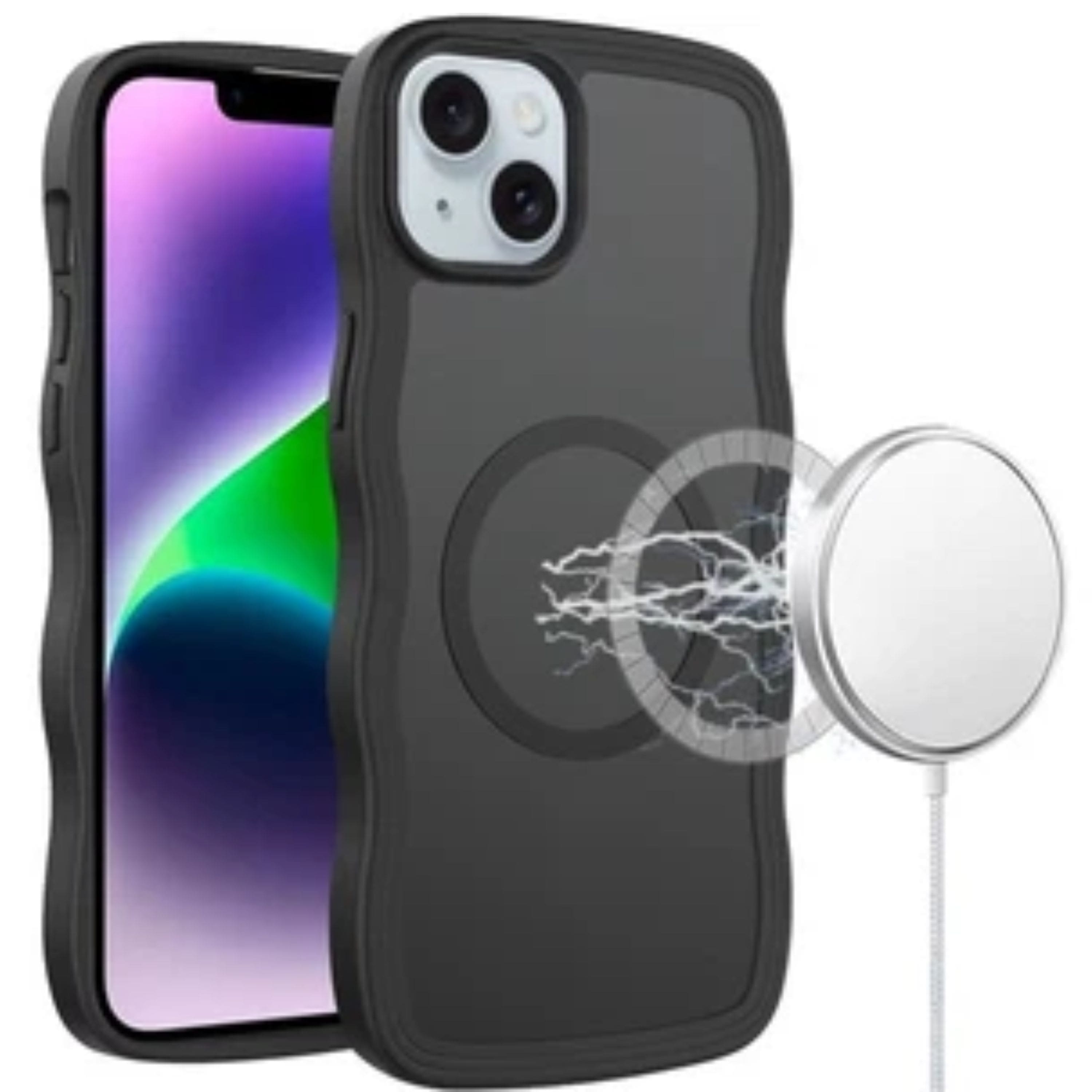 Kitcheniva - Wavy Grip Magnetic Case With Tempered Glass For iPhone 13/14 - Black price history on PriceWatchPro