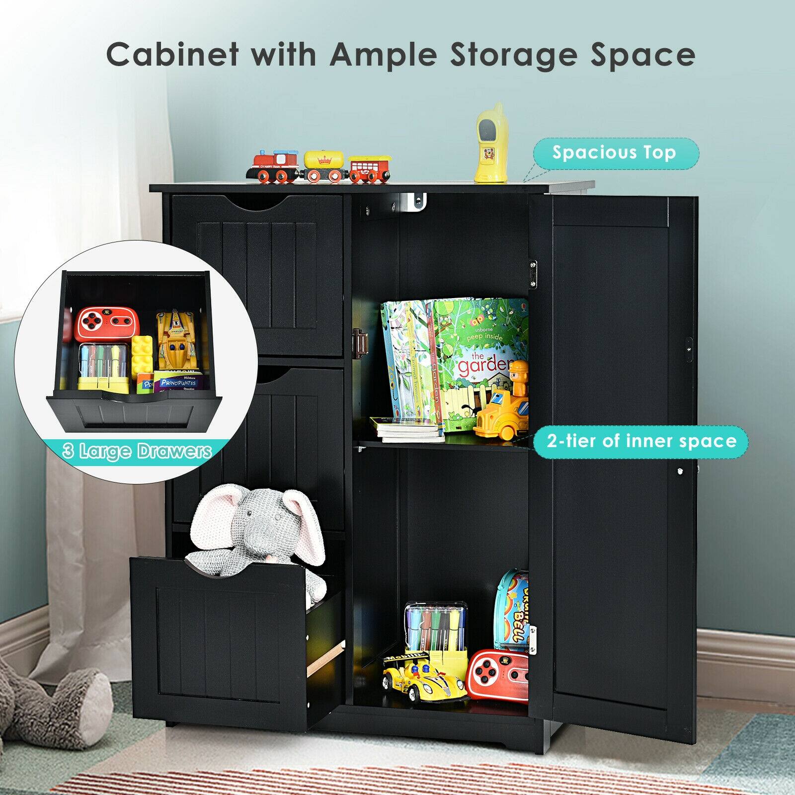 Cabinet with Ample Storage Space
Spacious Top
3 Large Drawers
2-tier of inner space