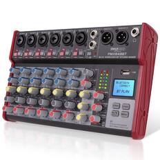 MIC/NST1 MIC/NST2 MIC/NST3 MIC/NST4 MIC/NST5 MIC/NST6
CH7-8 ST IN MAIN OUT L MAIN OUT R PHONES/MONO
MND VIA MND 1 1 1 - MNC +V MMPO -.
VID+ IMPRO
MUMA 1 VI+ IMPRO HIGNT - H O PIO
PYLEPRO PMX848BT 8-CH. WIRELESS BT STUDIO MIXER
USB
BLUETOOTH CONNECT
BT PLAY
PLAYER/RECORDER MP3/WMA/APE/FLAC
EFFECT
PAN
VOL
LEVEL
ENTER MENU
MAIN OUT
CH1 CH2 CH3 CH4 CH5 CH6
FX
PHONES
BT
PLAYER/RECORDER MP3/WMA/APE/FLAC