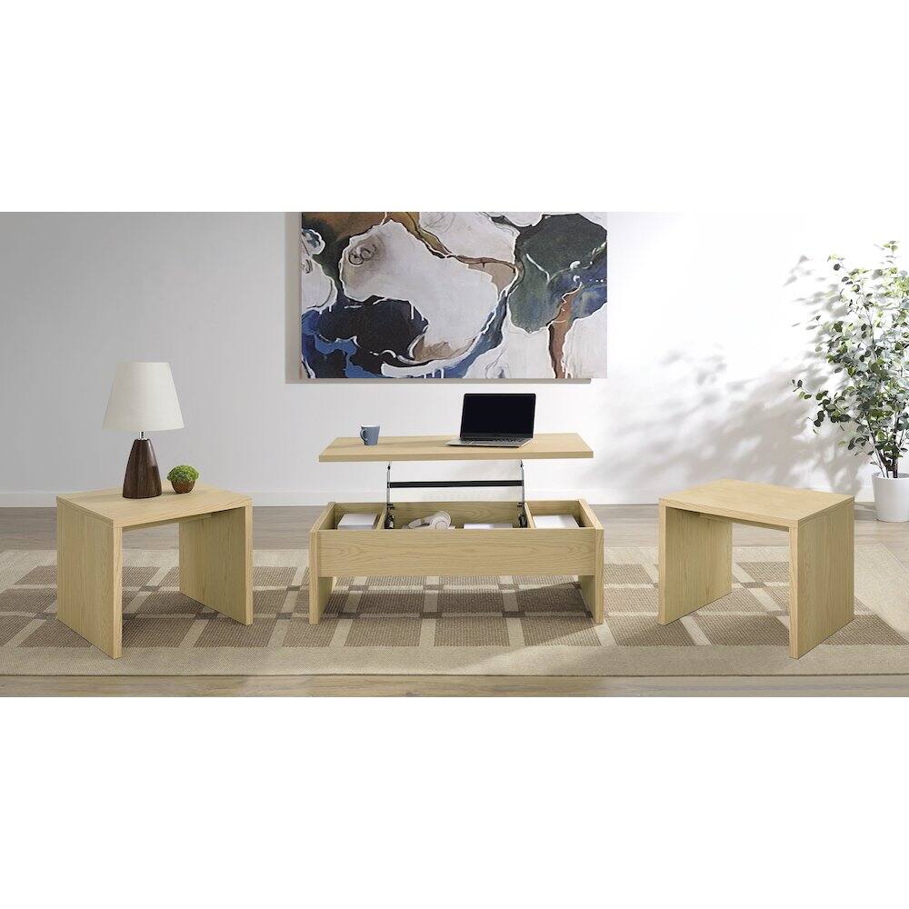 Angle. Coaster Co. of America - Canoga 3-piece Lift Top Cocktail Coffee Table Set Light Oak - Light Oak.
