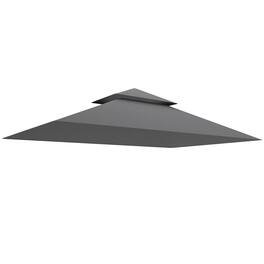 Outsunny - Double Tiered Grill Gazebo Canopy Replacement Roof, UPF50+ Protected - Dark Gray