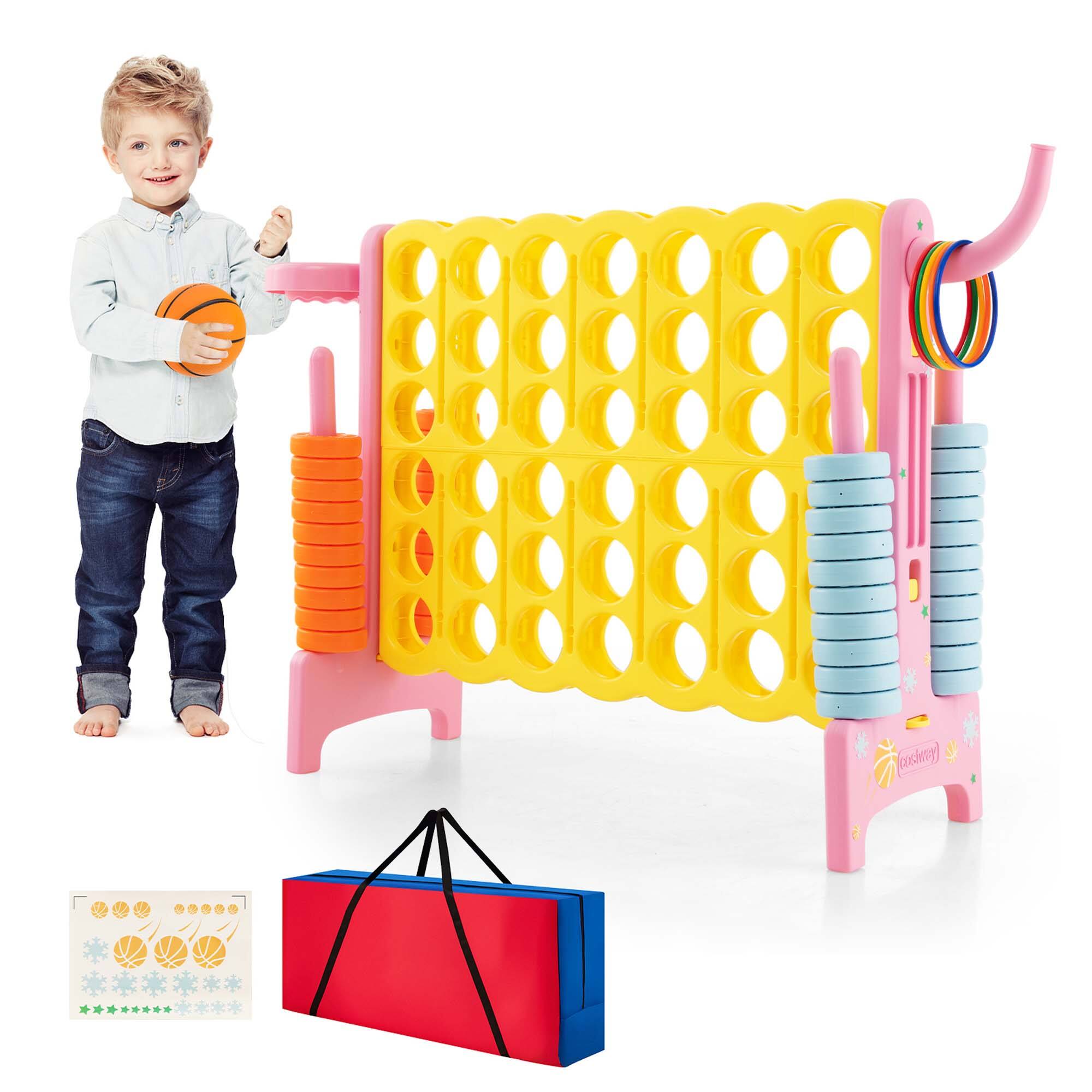Costway - Jumbo 4-to-Score 4 in A Row Giant Game Set with Carry Bag Stickers for Kids Adults - Yellow+Pink price history on PriceWatchPro