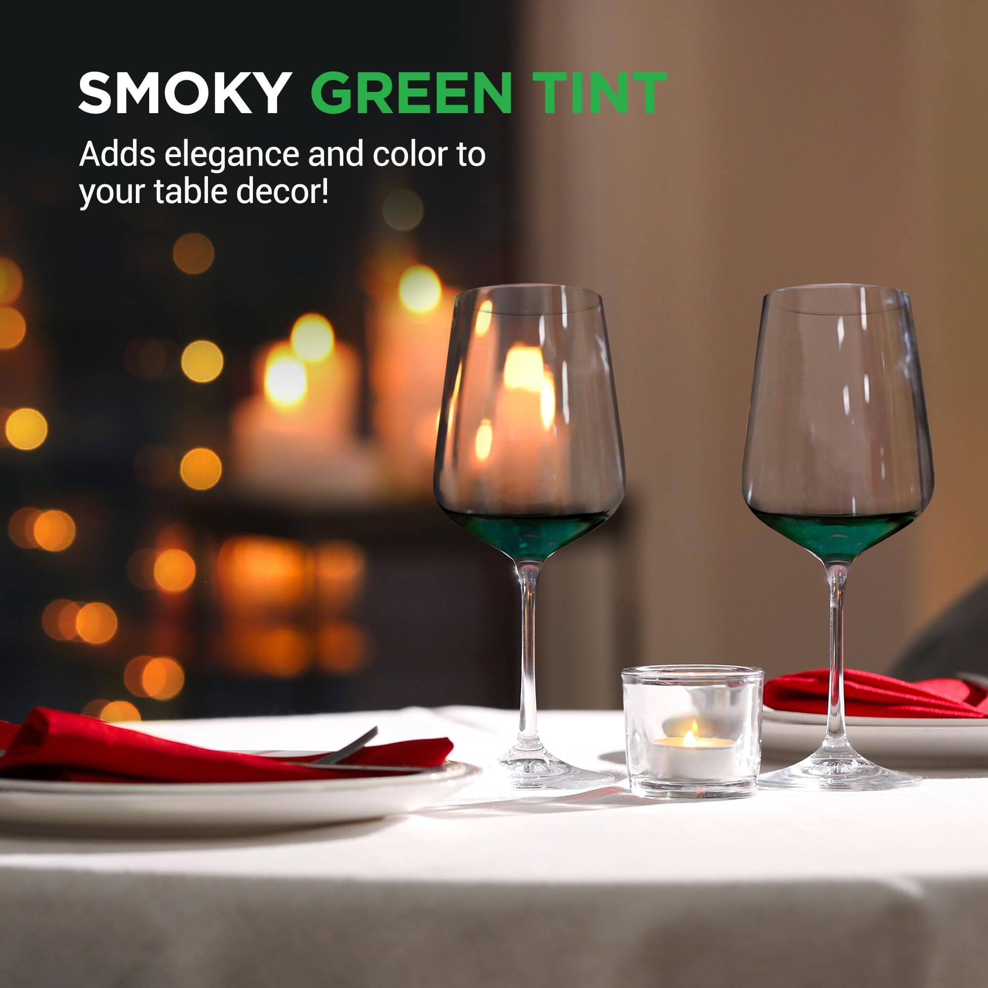 SMOKY GREEN TINT  
Adds elegance and color to your table decor!