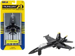 Runway24 - McDonnell Douglas F/A-18 Hornet Fighter Aircraft United States Navy with Runway Section Diecast Model Airplane - Black