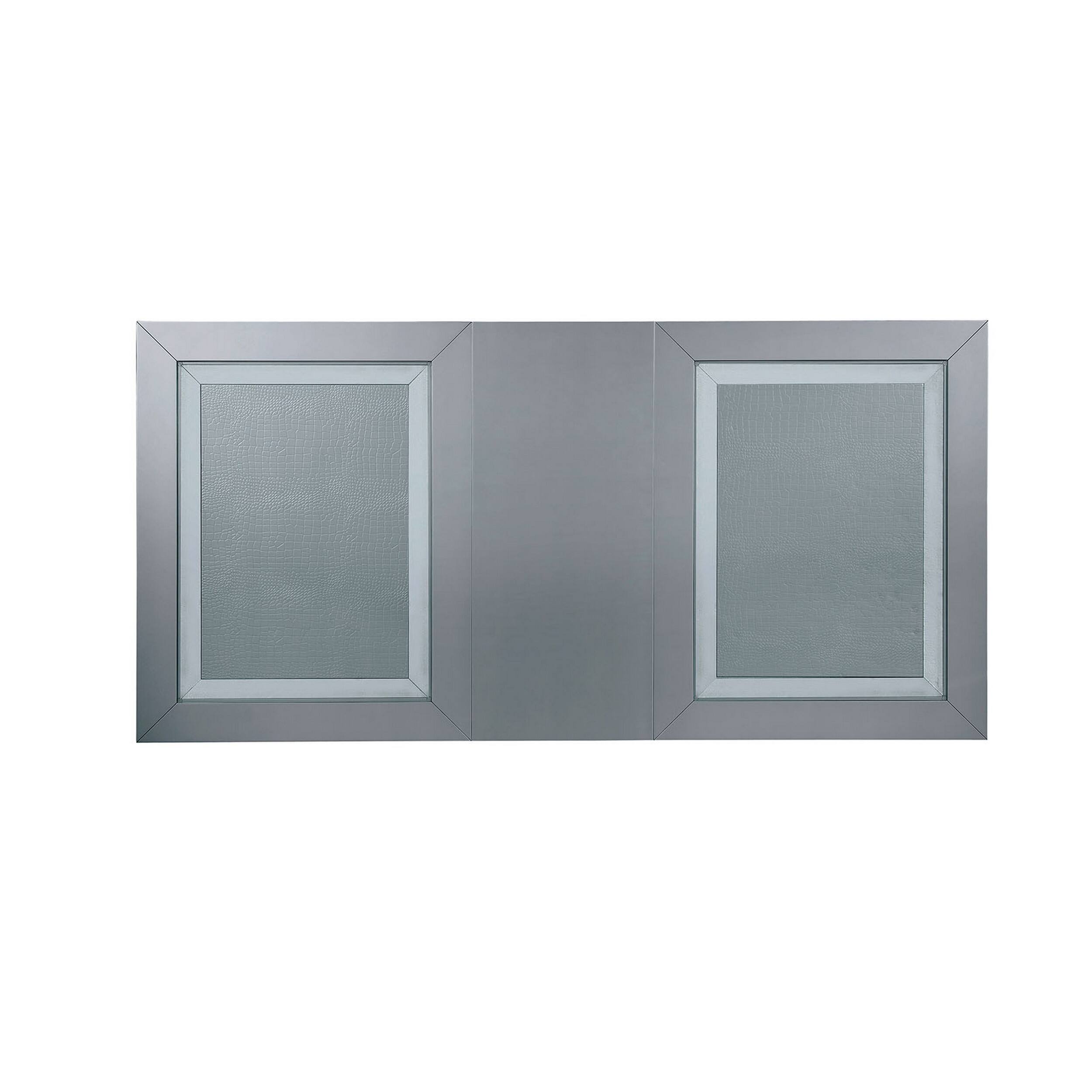 Alt View 4. Manhattan Lane - Wooden Dining Table With Beveled Mirror Insert, Silver and Clear - Silver and clear.