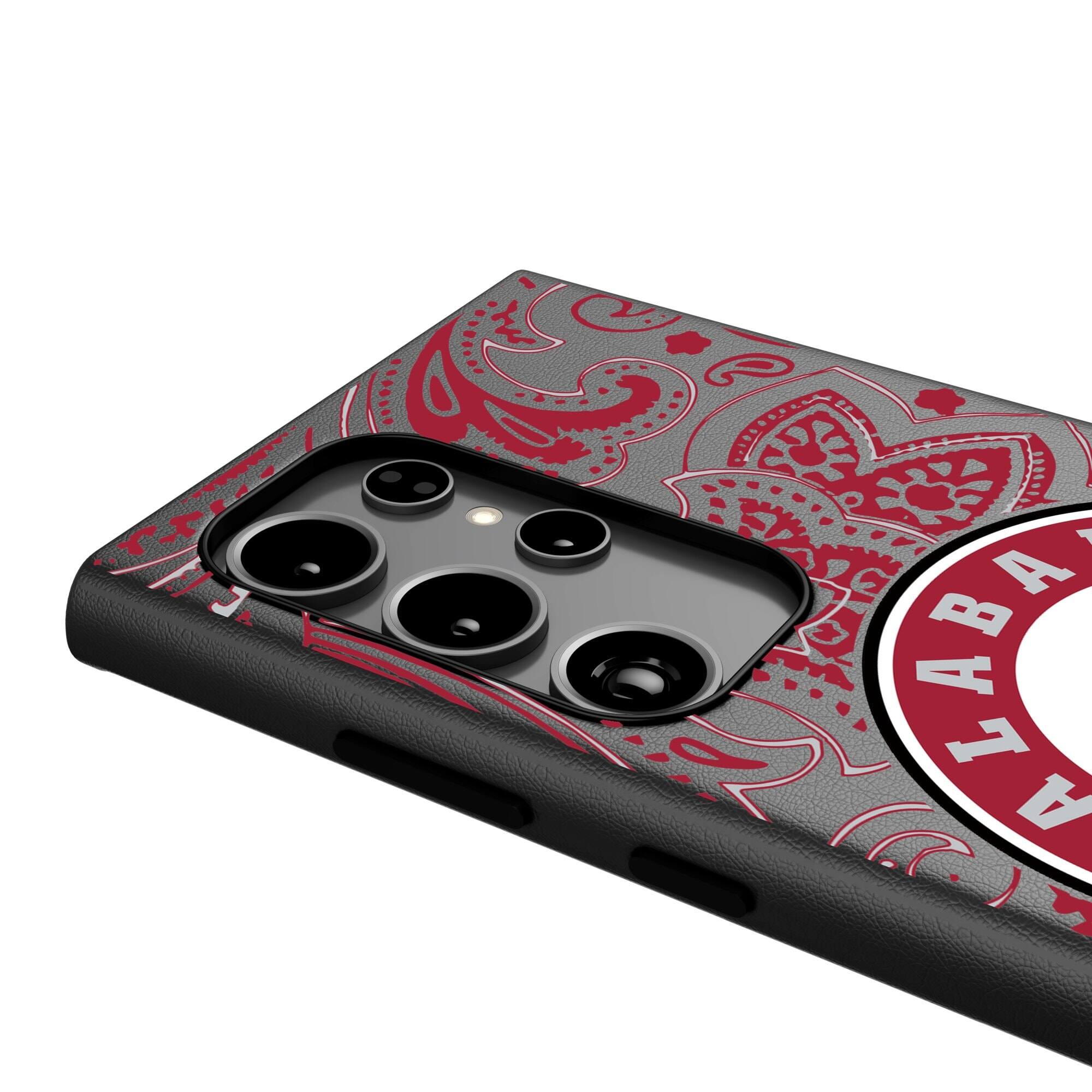 Alt View 3. Keyscaper - Alabama Crimson Tide Paisley Galaxy Magnetic Bump Case - S24 - Black.