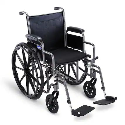 Front. Invacare - Essentials EX1 18″ Folding Manual Wheelchair w/ Swing‑away Footrests & Desk‑Length Arms - Black.