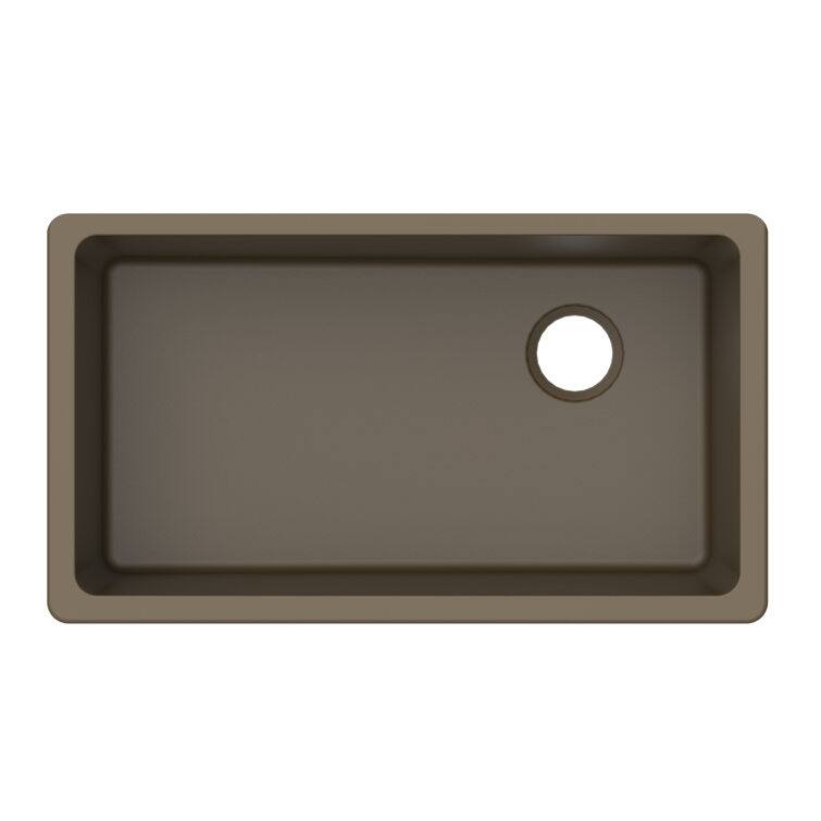 Alt View 1. Winpro - Winpro Undermount Granite Composite 0 Faucet Hole 33 in. L x 18-3/4 in. L x 9-1/2 in. Single Bowl Kitchen Sink in Mocha - Mocha.