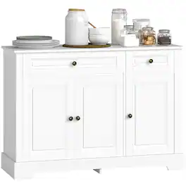 Homcom - Buffet Cabinet, Modern Accent Cabinet with 2 Drawers and Adjustable Shelves - White
