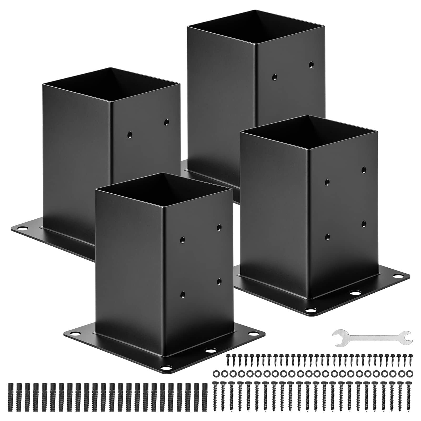 VEVOR - 6x6 Post Base 4 Pcs, Inner Size 5.6x5.6 inch / 142x142 mm Post Brackets, Heavy Duty Carbon Steel Decking Posts - Black price history on PriceWatchPro