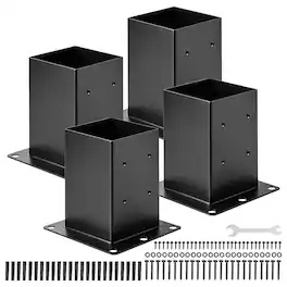 VEVOR - 6x6 Post Base 4 Pcs, Inner Size 5.6x5.6 inch / 142x142 mm Post Brackets, Heavy Duty Carbon Steel Decking Posts - Black