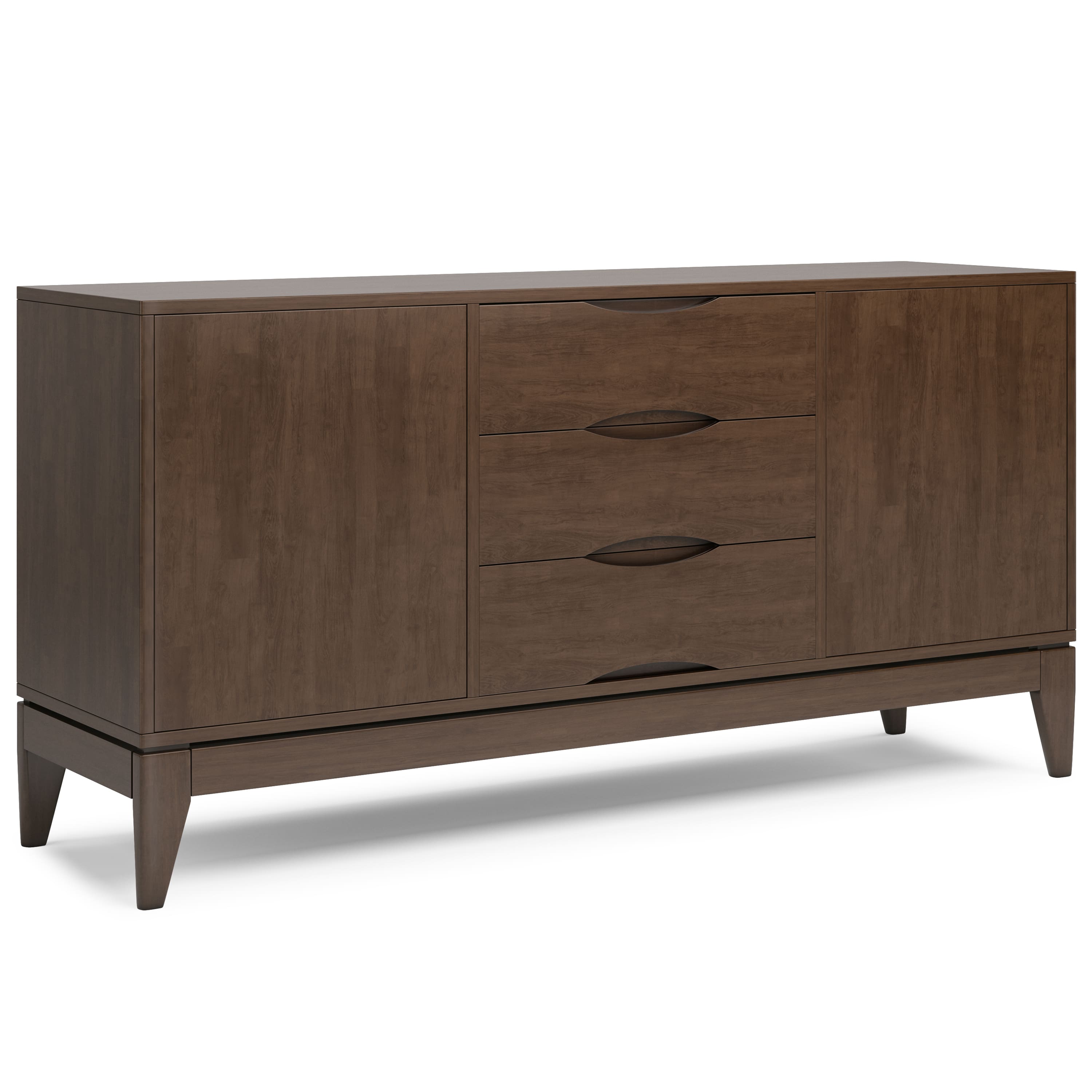 Front. Simpli Home - Harper Sideboard Buffet - Walnut Brown.