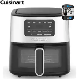 Cuisinart - Air Fryer Oven 6-Qt Basket Air Fryer Stainless Steel + 2 Year Warranty Bundle - Stainless Steel and Black