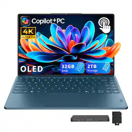 Lenovo - Yoga Slim 9i 14" 4K OLED Touch Laptop,Ultra 7 258V,32GB RAM,1TB SSD+1TB Dock Set,Backlit,Fingerprint,Win 11 - Teal