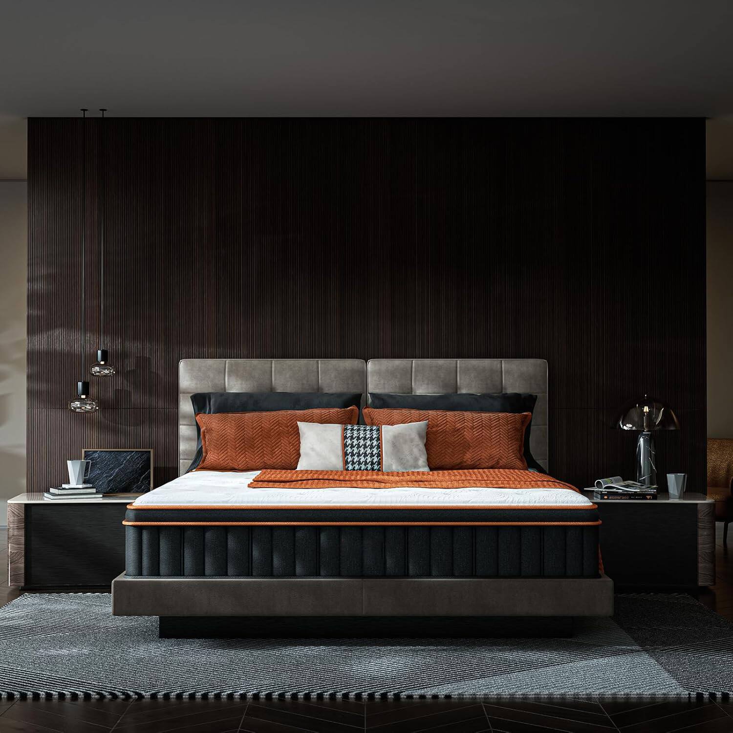 Alt View 7. Ecooso - 14" King Hybrid Mattress, Plush Pillow Top, Gel Memory Foam, 3-Zone Pocket Coils, Cooling, Fiberglass-Free - White+gray.