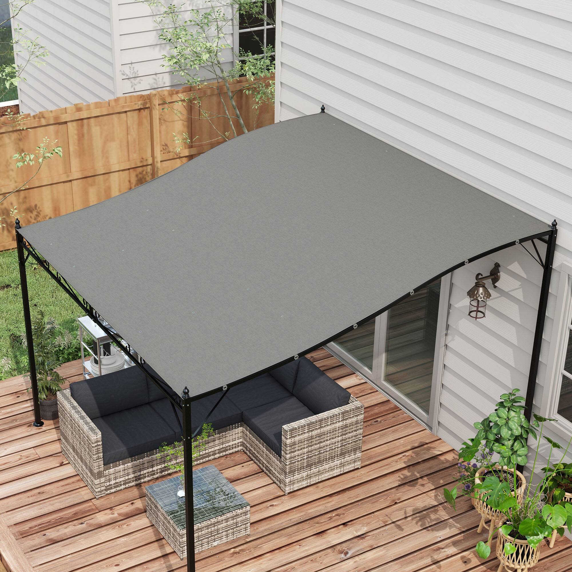 Angle. Outsunny - Pergola Shade Cover, Pergola Canopy Replacement with Drainage Holes, for 10' x 10' Pergola ( 84C-038 Series) - Dark Gray.