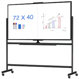 maxtek - 72 x 40 inches Double Sided Rolling Bulletin Boards Whiteboards & Presentation Supplies Dry Erase Board Standing Board - Black