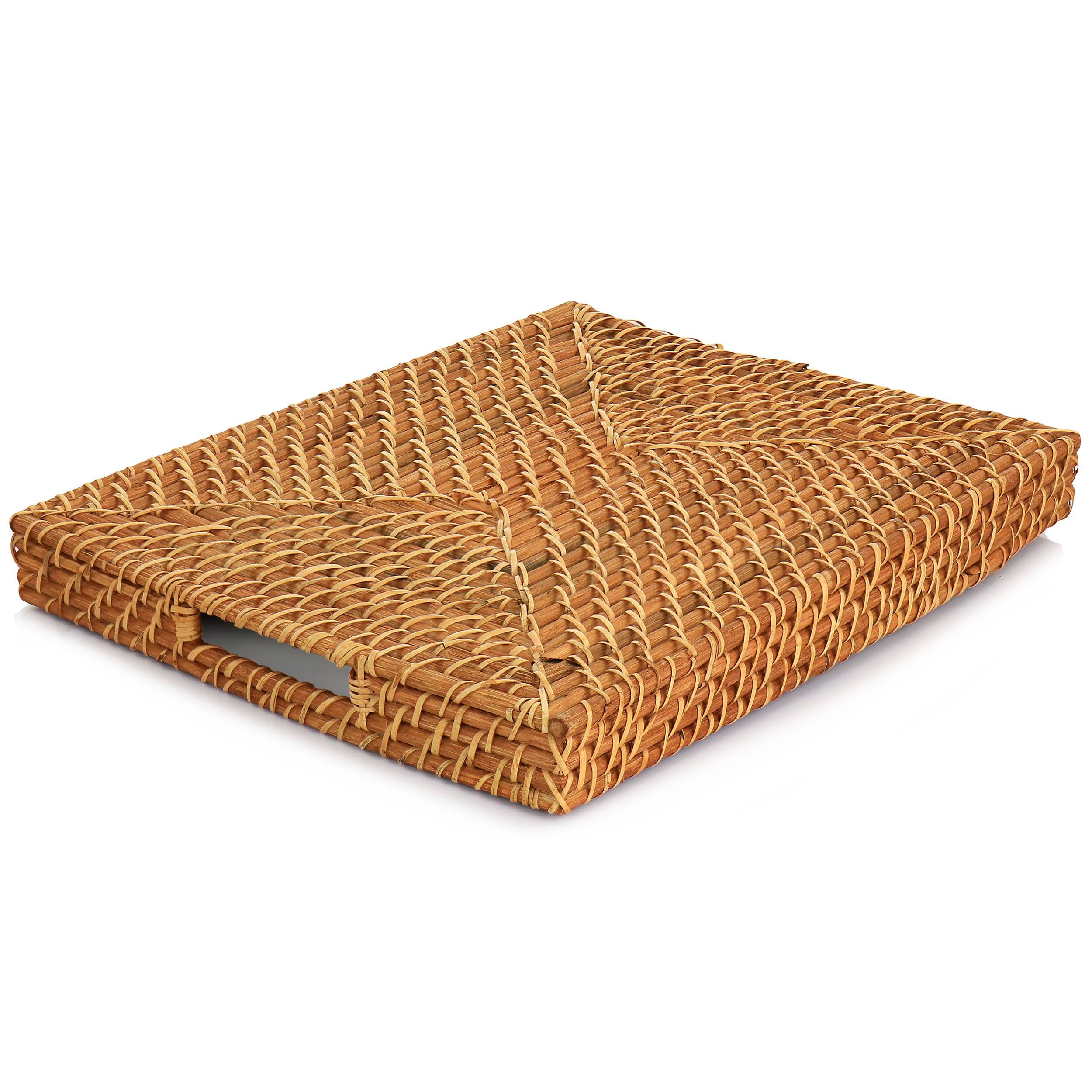 Alt View 1. Martha Stewart - Martha Stewart 16 Inch Rattan Woven Serving Tray in Brown - Brown.