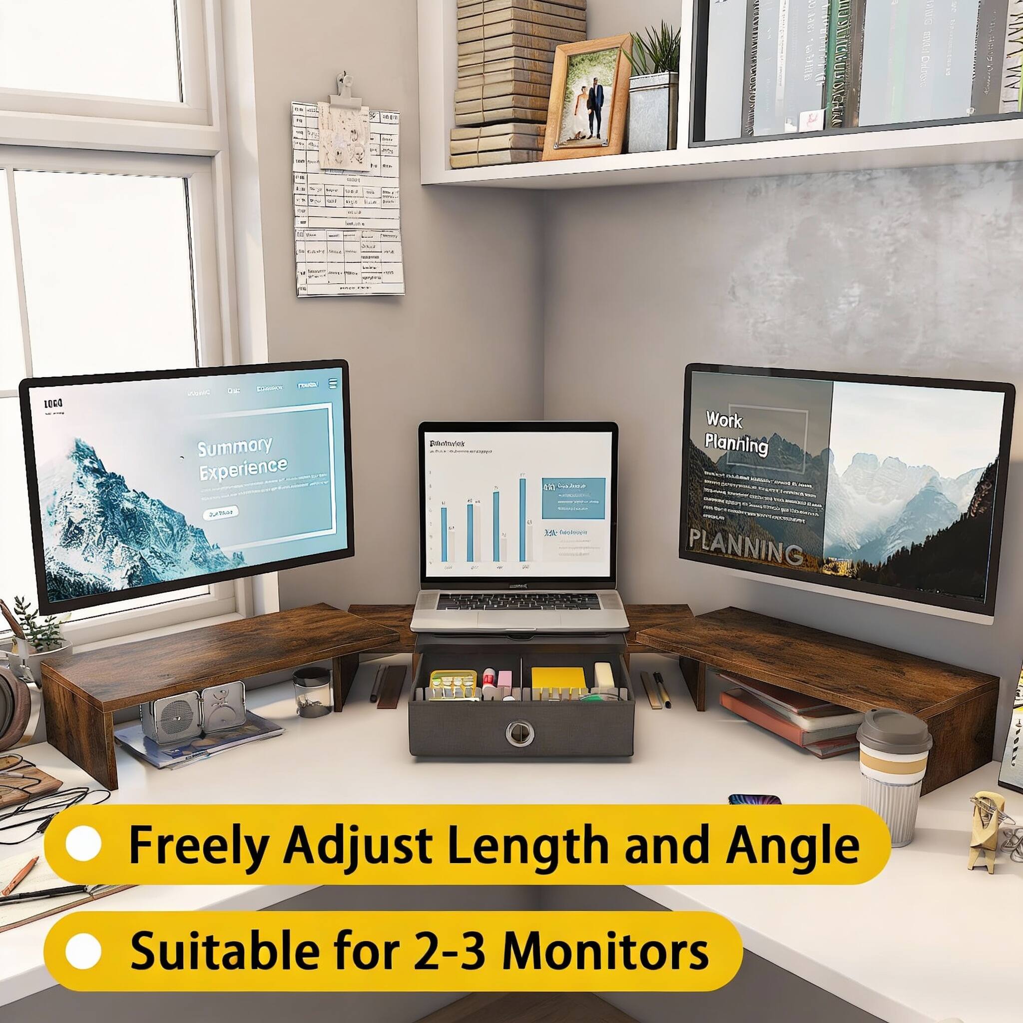 - Summary Experience
- Work Planning
- Freely Adjust Length and Angle
- Suitable for 2-3 Monitors