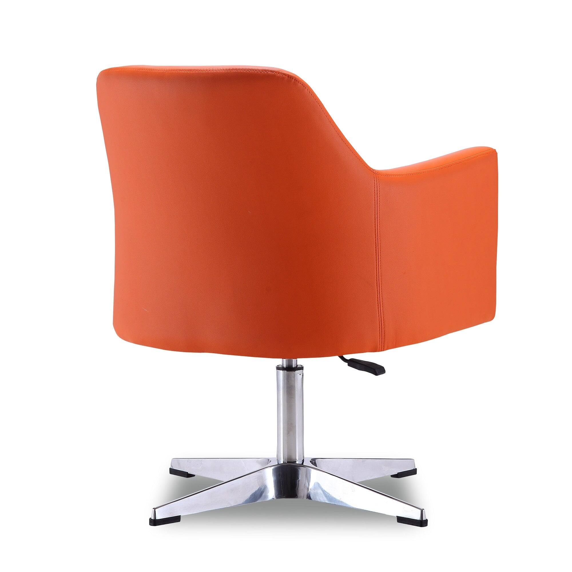 Alt View 3. Manhattan Comfort - Pelo Modern Vegan Leather Swivel Lounge Chair - Set of 2 - Orange.