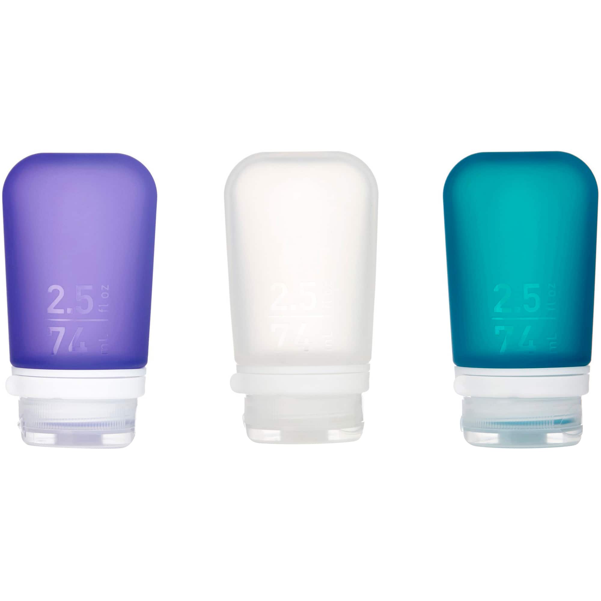 Humangear - GoToob+ Soft Silicone Travel Bottle 3-Pack - Medium - Clear/Purple/Teal