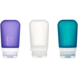 Humangear - GoToob+ Soft Silicone Travel Bottle 3-Pack - Medium - Clear/Purple/Teal