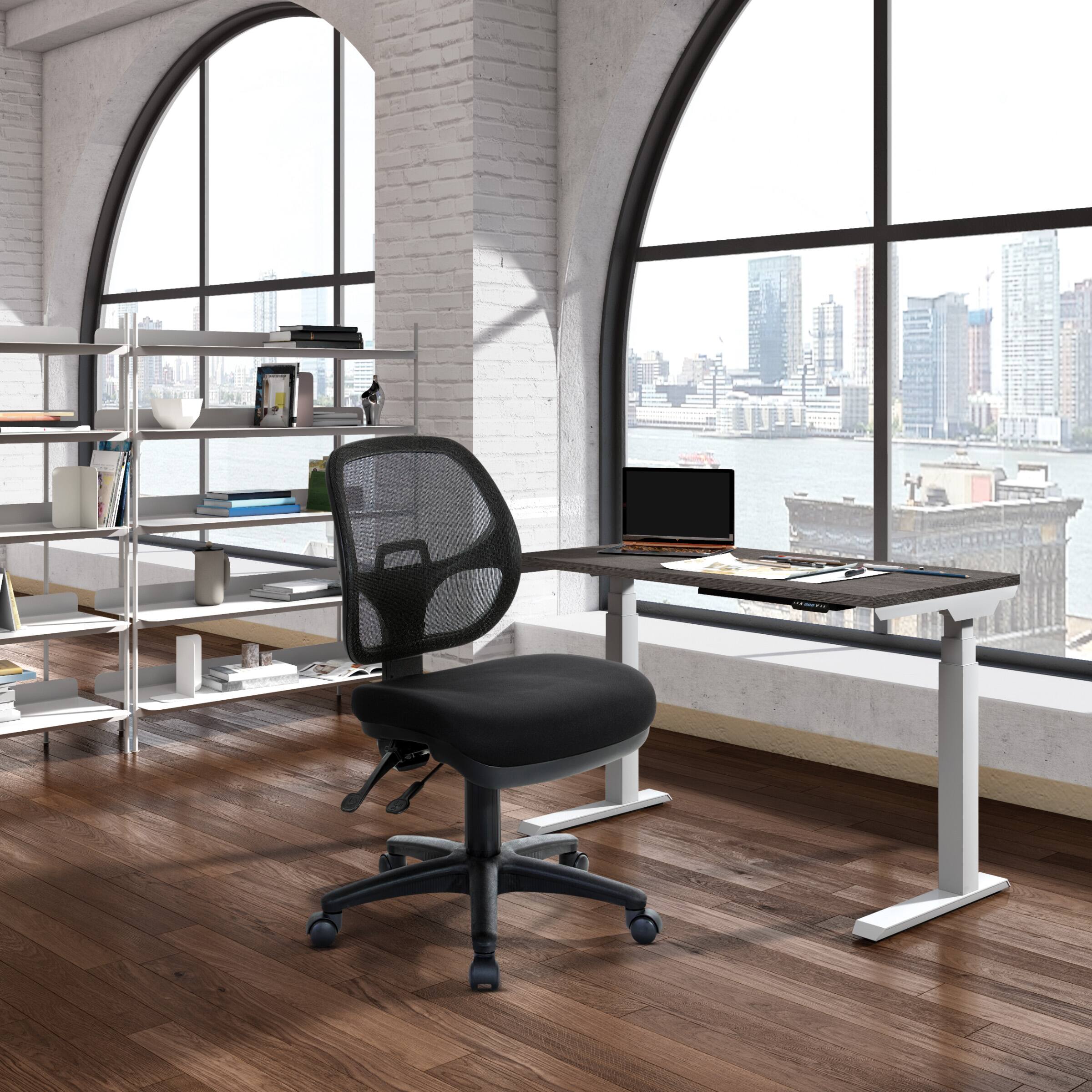 Alt View 1. Office Star Products - Ergonomic Task Armless Chair in Black FreeFlex® Fabric with Pneumatic Seat Height Adjustment - Coal.