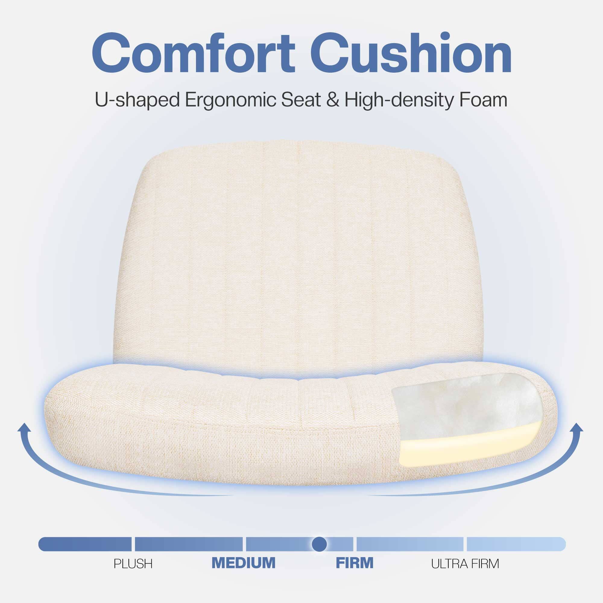 Comfort Cushion  
U-shaped Ergonomic Seat & High-density Foam  

PLUSH  
MEDIUM  
FIRM  
ULTRA FIRM
