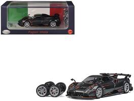 CM Models - Pagani Imola with Carbon and Orange Accents with Extra Wheels 1/64 Diecast Model Car by CM Model - Dark Gray Metallic