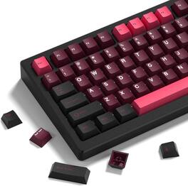 Womier - Double Shot PBT Keycaps Set , Cherry Profile Custom Keycaps for All US Layout Gaming Mechanical Keyboard - Black-Pink-137 Keys