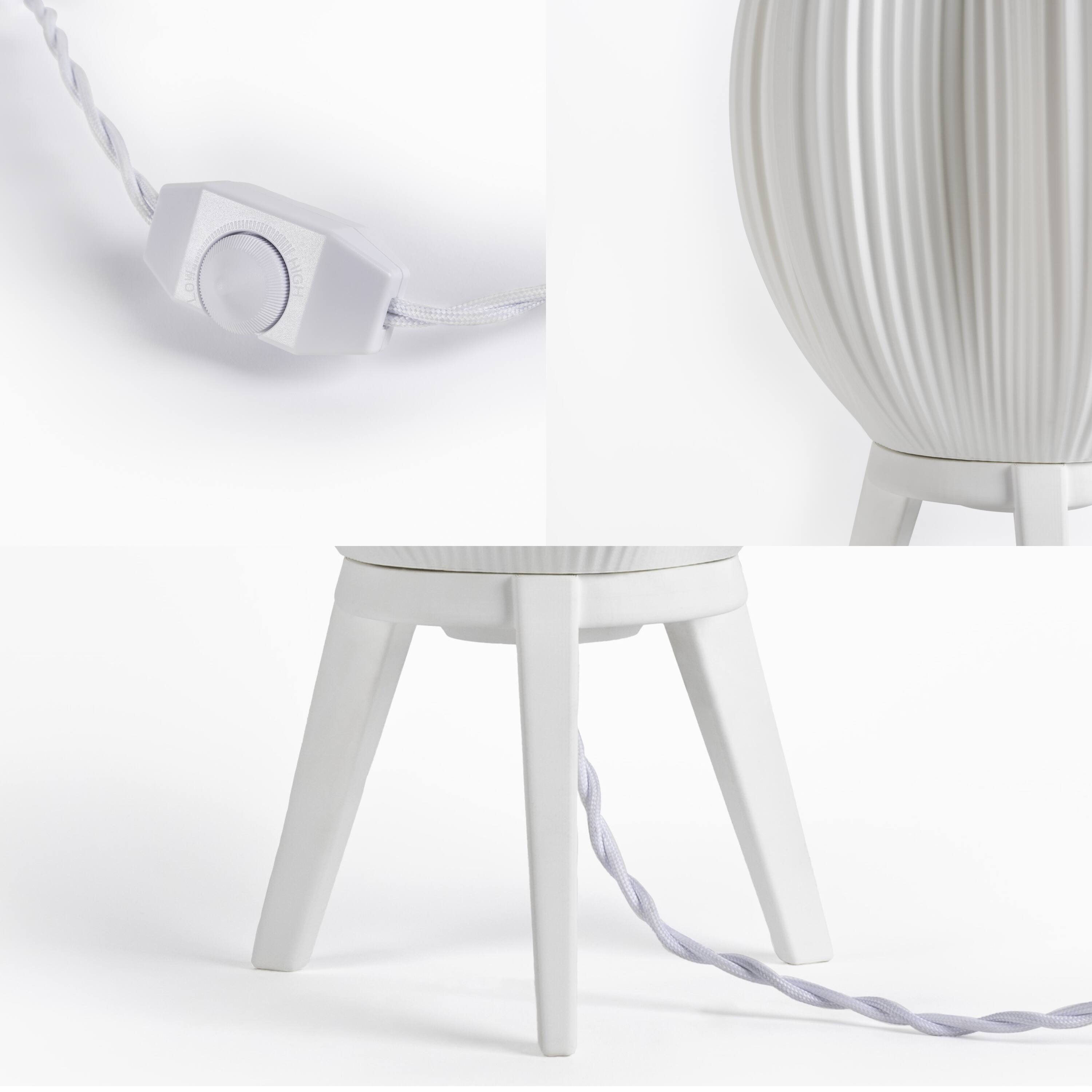 Alt View 4. Jonathan Y - Wavy 16.5" Modern Contemporary Plant-Based PLA 3D Printed Dimmable LED Table Lamp, White - White.