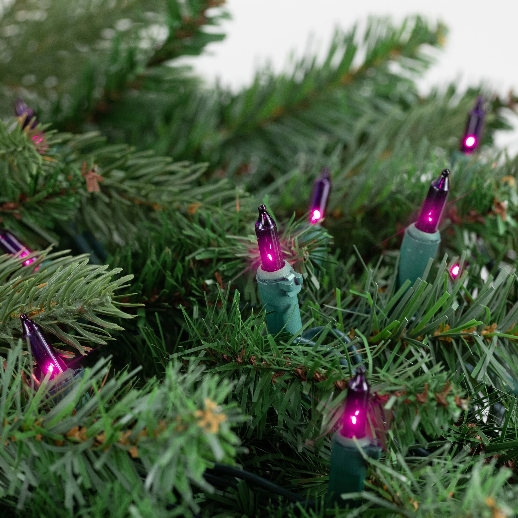 Alt View 2. Brite Star - Chasing 8 Function Mini Christmas Lights - Pinkish Purple - 31.25' - Green Wire - 150ct - Purple.