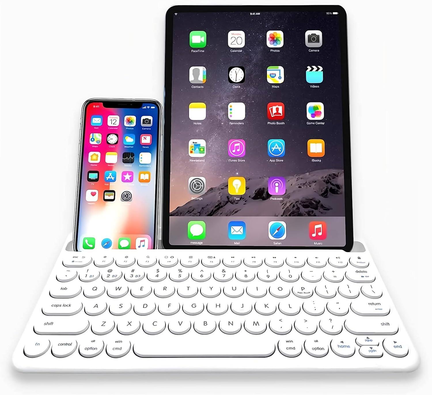 Macally - Bluetooth Keyboard for Tablet | Wireless Keyboard for iPad Mini/Air/Mini, iPhone - White
