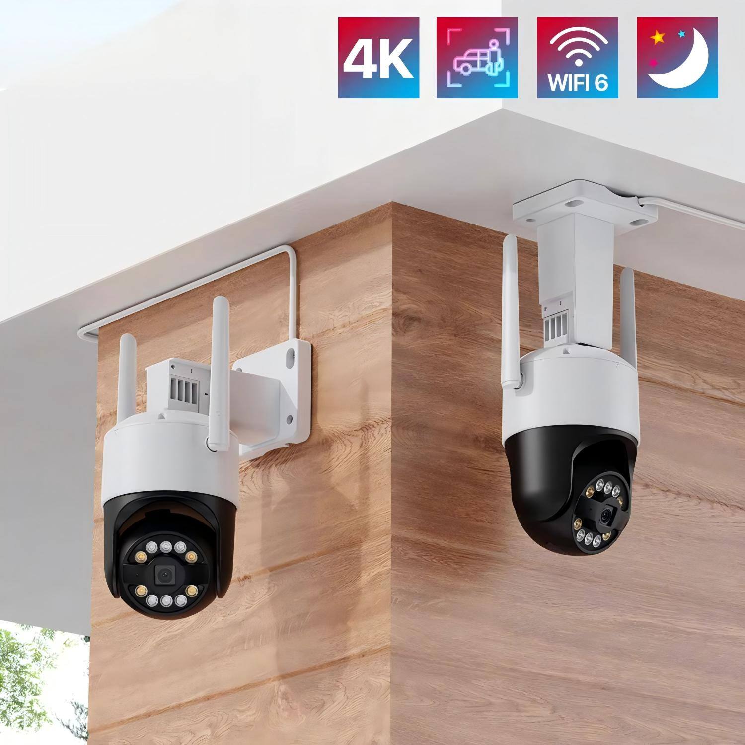 Angle. Luckbyte - WiFi 6 PTZ Security Camera 4K 8MP AI Auto Track Outdoor IP Camera - White.