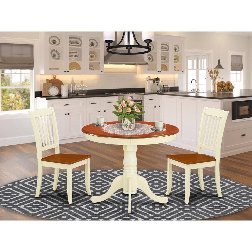 Back. East West Furniture - Dining Room Set Buttermilk & Cherry - Brown.
