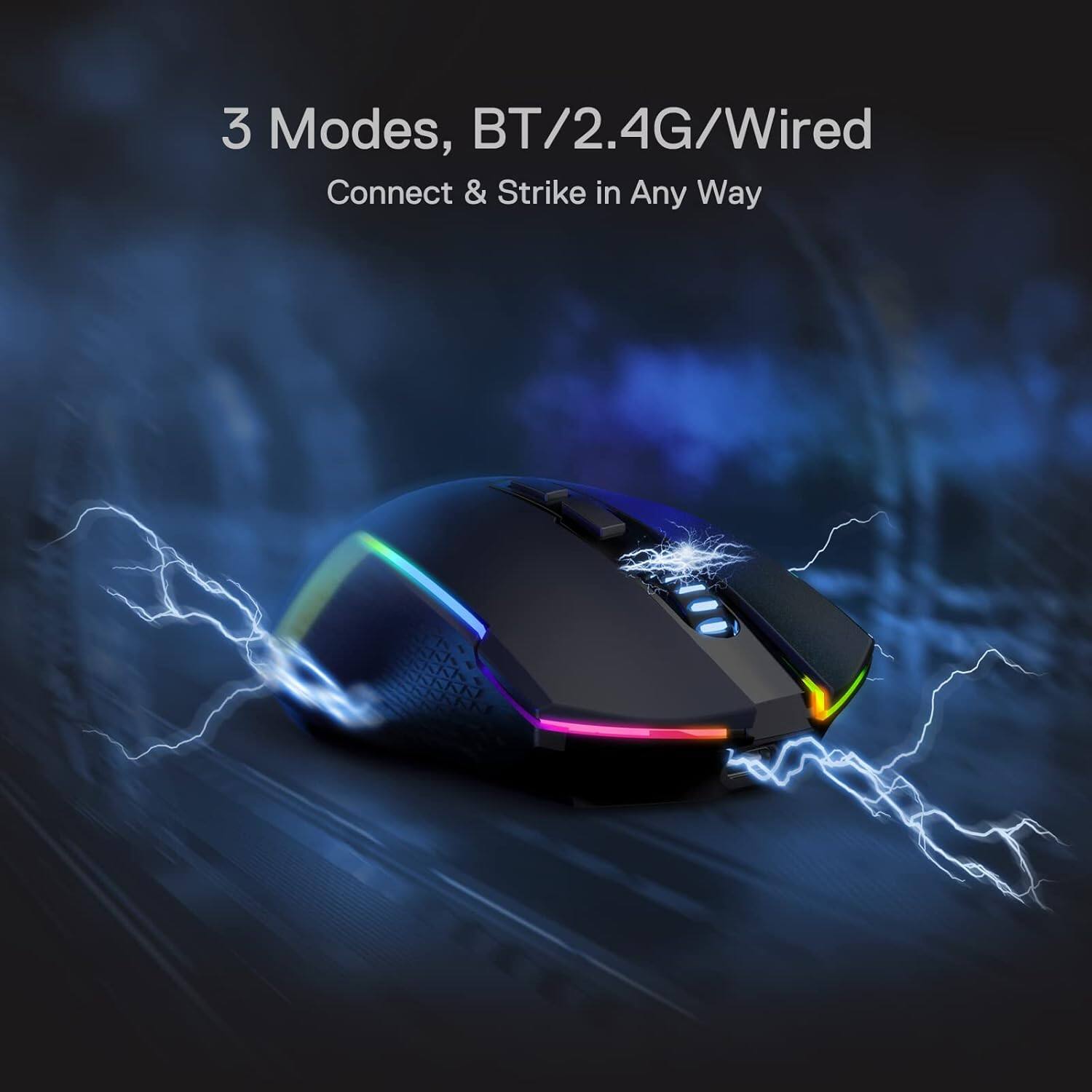 REDRAGON M693 Wireless Gaming Mouse, 8000 DPI Mice w/ 3 Mode Connection ...