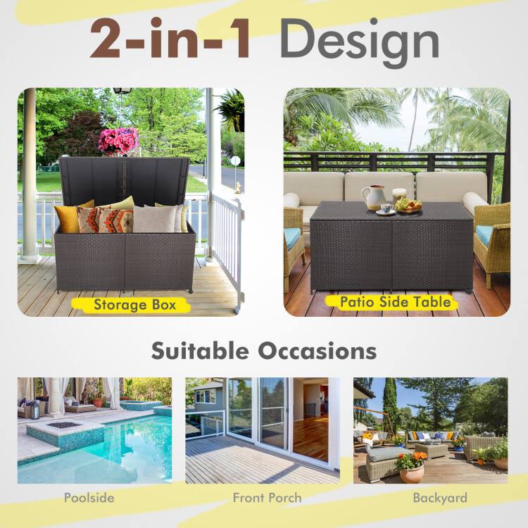 2-in-1 Design Storage Box Patio Side Table Suitable Occasions Poolside Front Porch Backyard