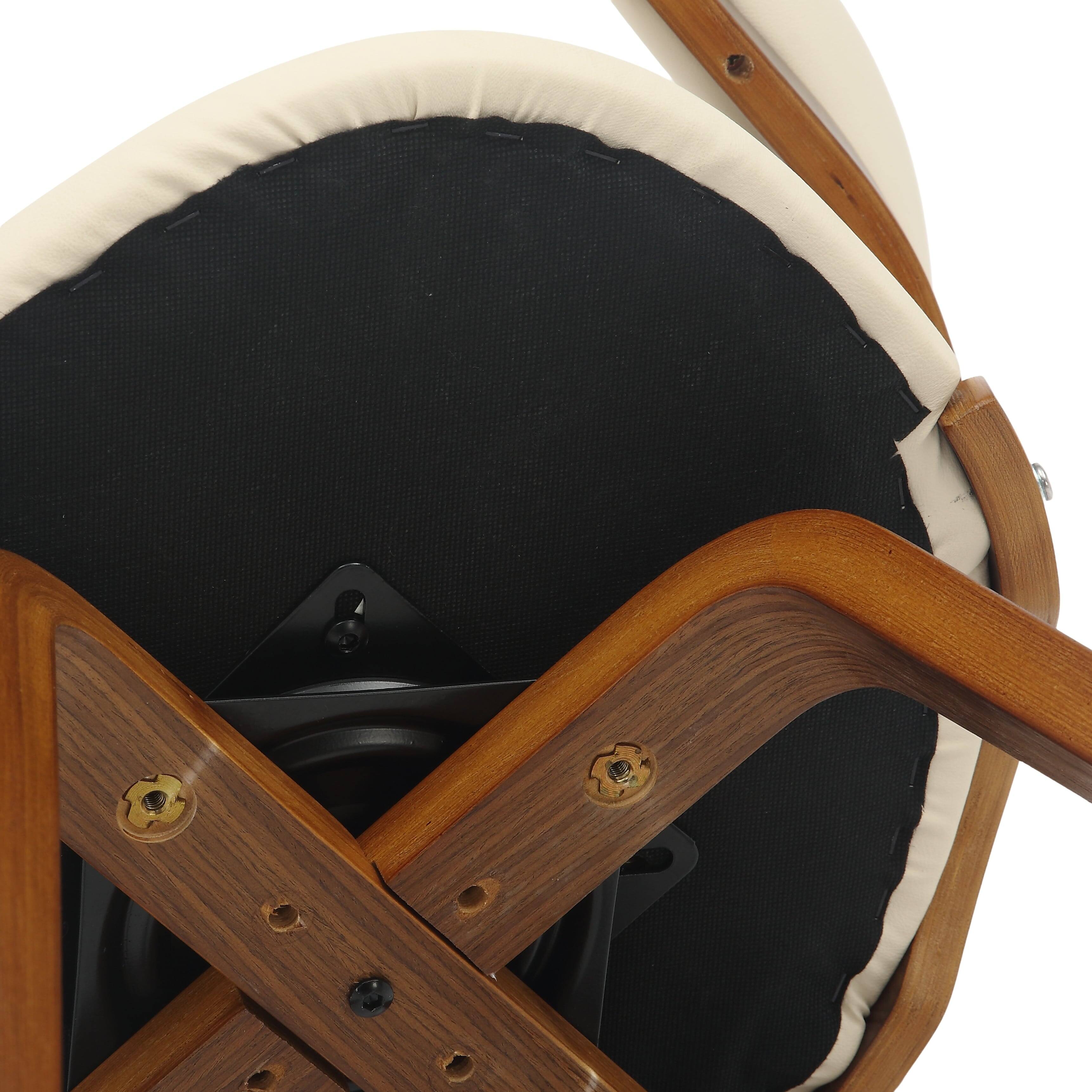 Alt View 5. LeisureMod - Klyne 2-PCS Swivel Dining Chair with Cutout Back & Leather Seat - Walnut/Taupe - Walnut/Taupe.