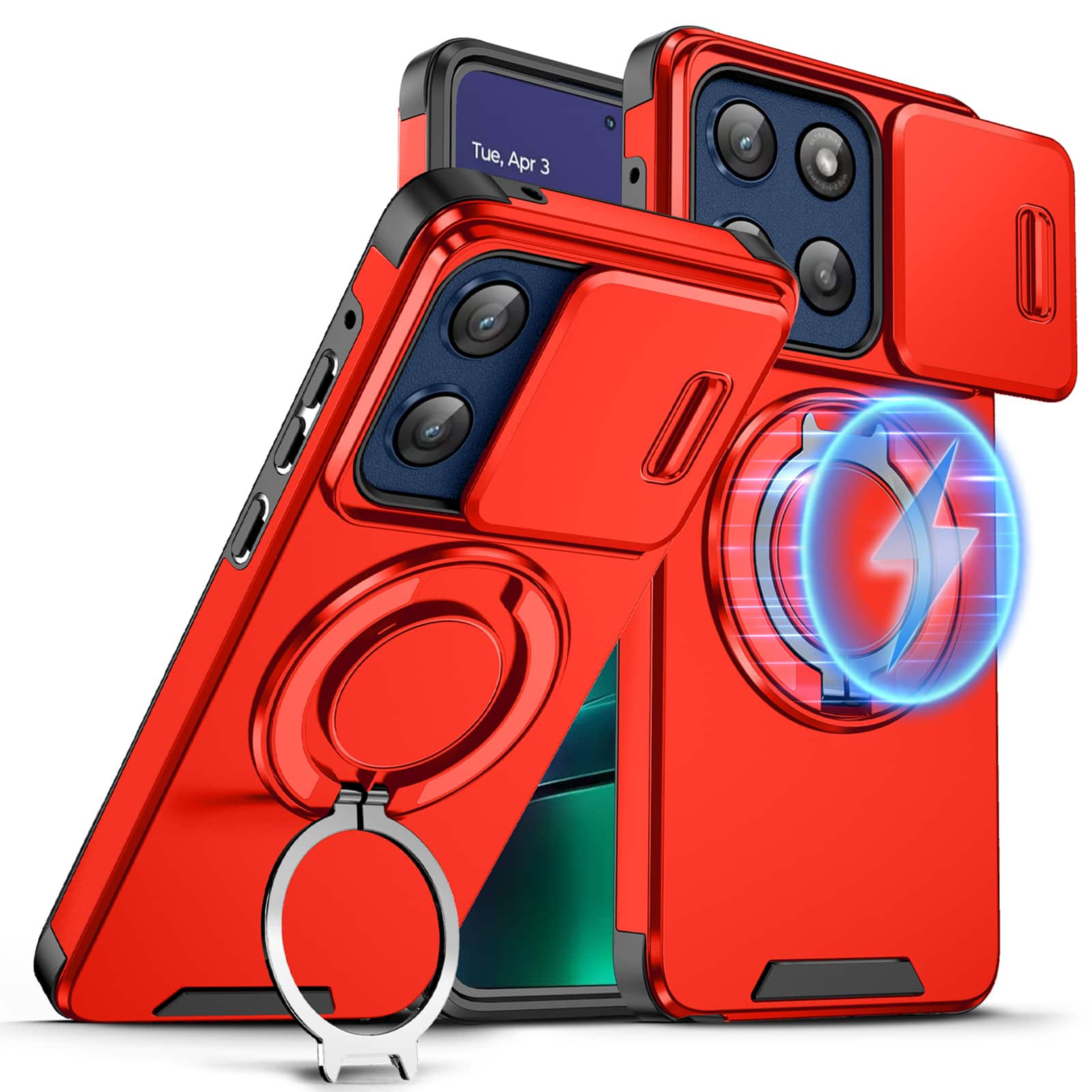Dteck - for Motorola G Stylus 5G (2026/2025) Case with Camera Sliding Cover, Shockproof Magnetic Cover with Rotate Ring Stand - Red price history on PriceWatchPro
