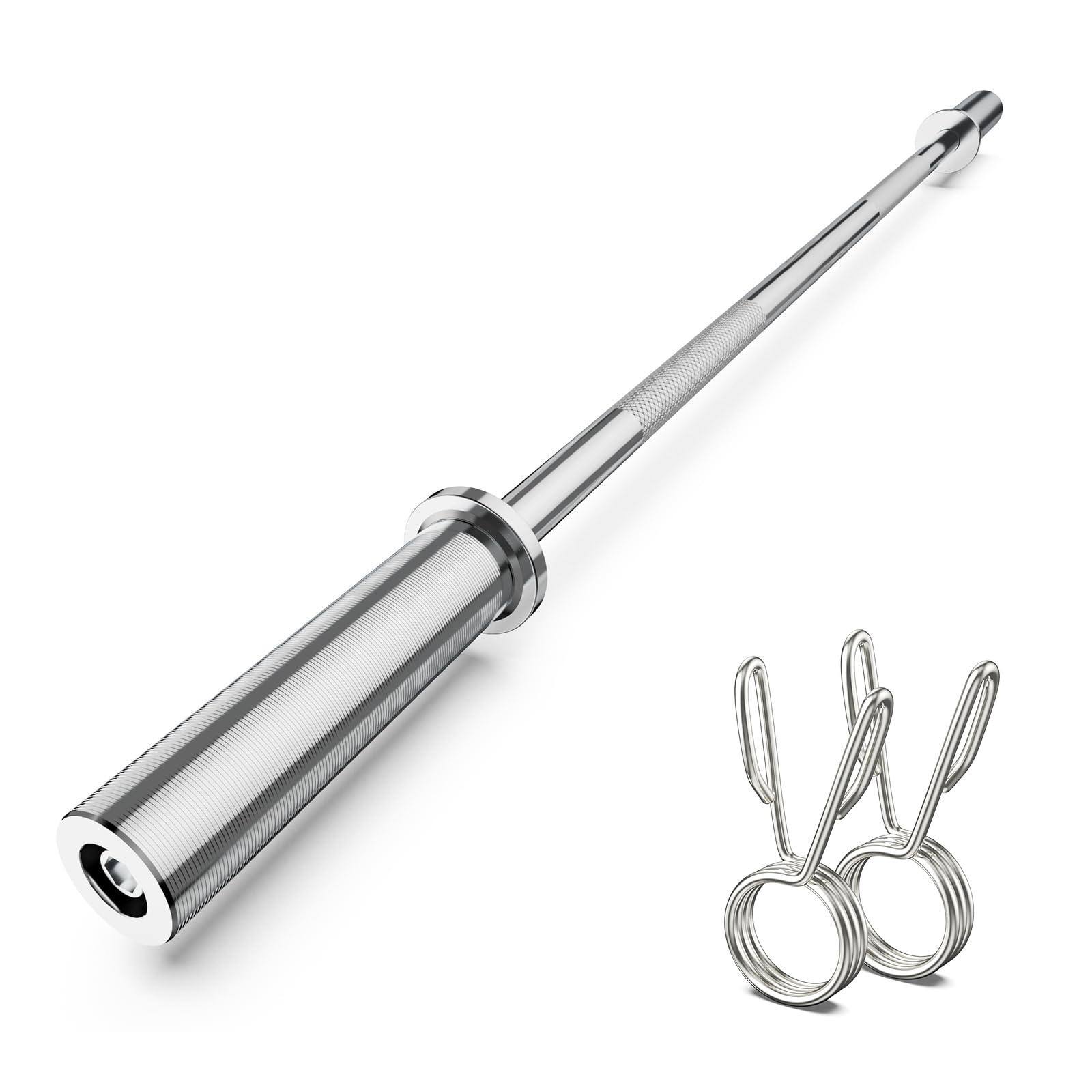 ThinkLink Electronic - Olympic Barbell Bar Standard Straight Bars For Weight Lifting Bench Press/squats/hip Thrusts/lunges/biceps- Ho - Silver