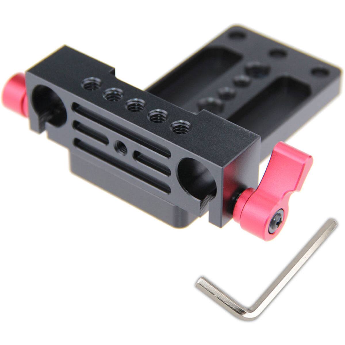 Alt View 2. CAMVATE - CAMVATE Tripod Mount Base Plate with 15mm Railblock for DSLR Shoulder Mount Rig, Red Knob.