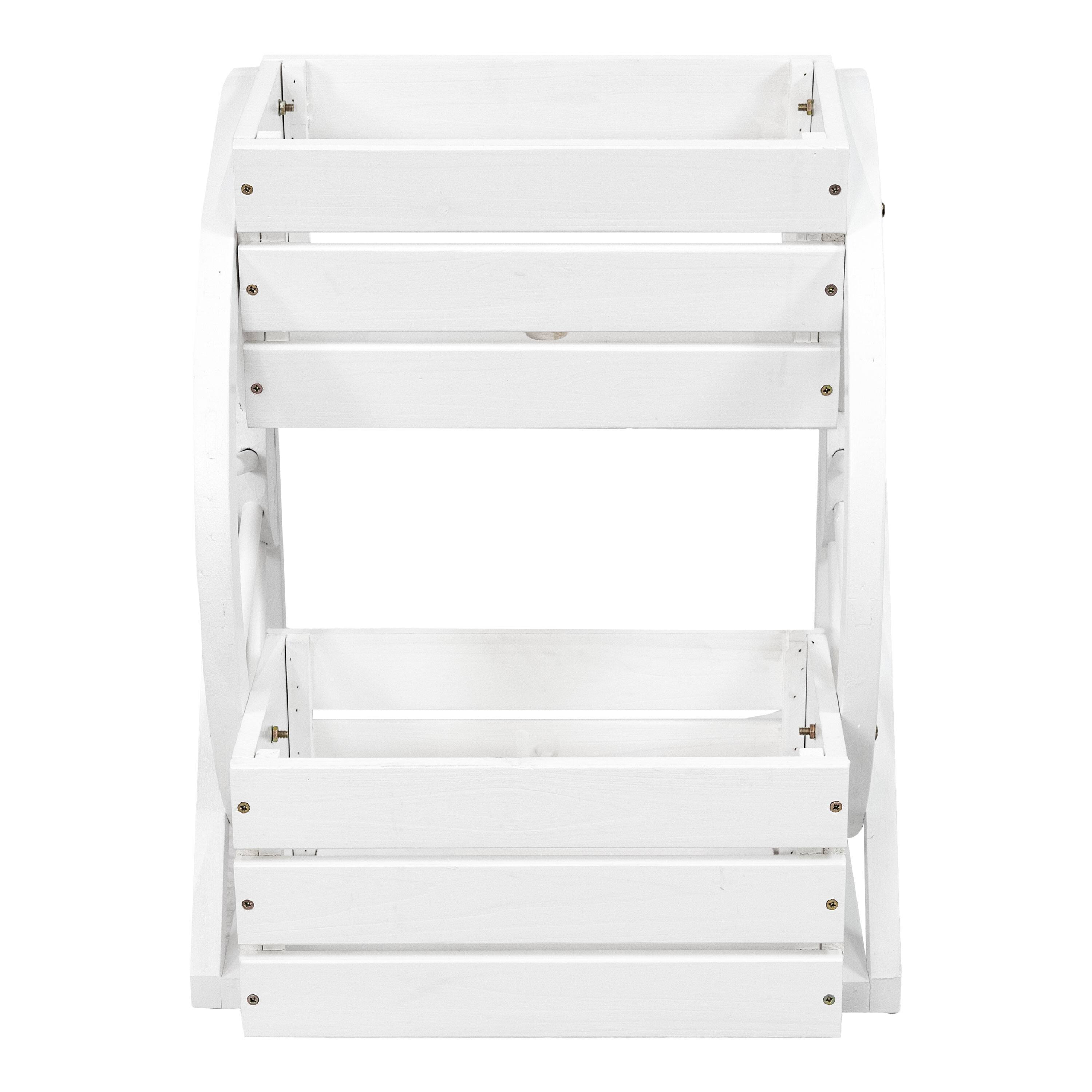 Alt View 3. Sunnydaze - 2-Tier Fir Wood Wagon Wheel Planter - White.