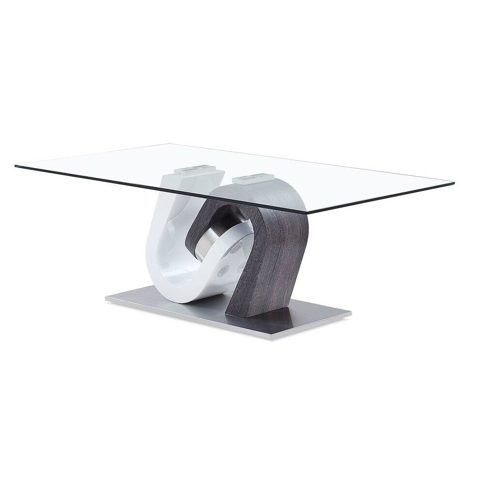 Front. Global Furniture USA - Contemporary Coffee Table, Clear,Dark Grey,Silver,White - Clear.