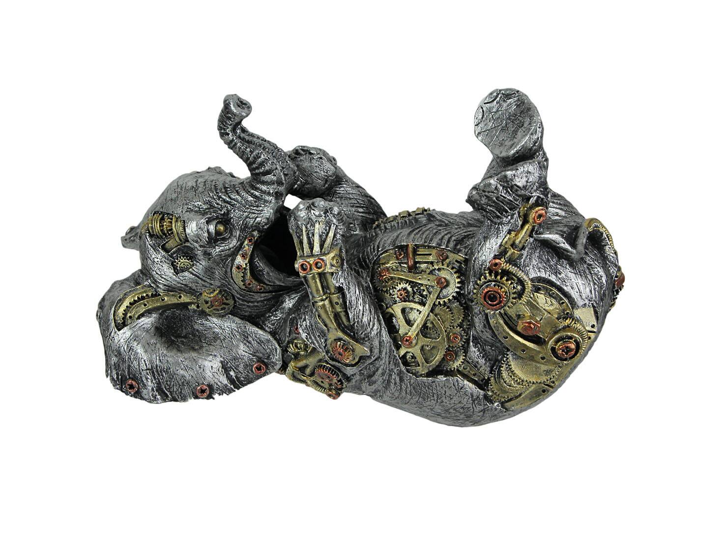 Everspring Import Co. - Metallic Steampunk Elephant Decorative Single Bottle Tabletop Wine Holder Stand - Silver