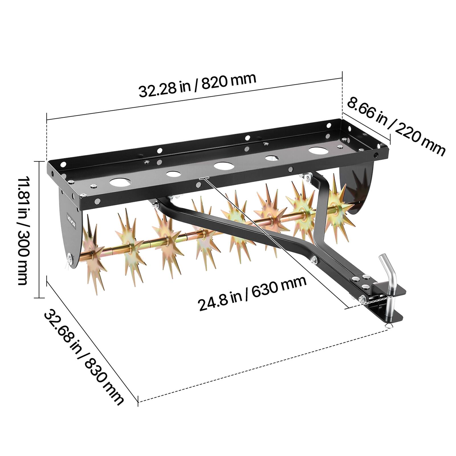32.28 in / 820 mm  
8.66 in / 220 mm  
11.81 in / 300 mm  
24.8 in / 630 mm  
32.68 in / 830 mm